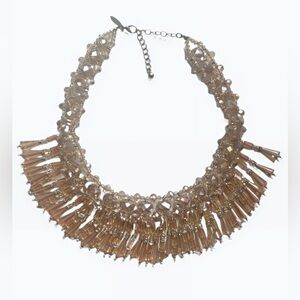 Natasha Beaded Statement Necklace Champagne Crystal Collar